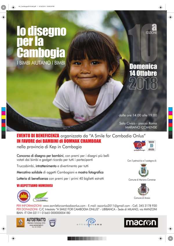 Locandina Io Disegno per la Cambogia 2018